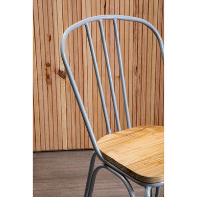 District Dining Chair | Natural Elm Wood and Grey Finish Metal Dining Chair