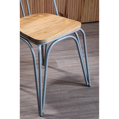District Dining Chair | Natural Elm Wood and Grey Finish Metal Dining Chair