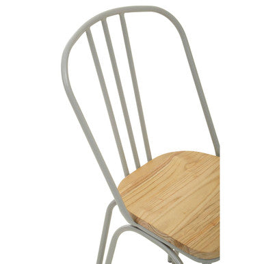 District Dining Chair | Natural Elm Wood and Grey Finish Metal Dining Chair