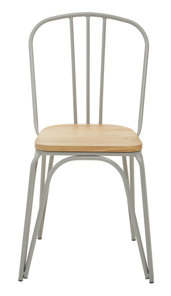 District Dining Chair | Natural Elm Wood and Grey Finish Metal Dining Chair