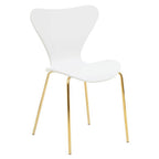 Laila Dining Chair | White Dining Chair with Gold Finish Legs