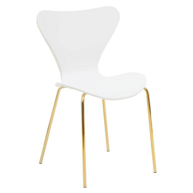 Laila Dining Chair | White Dining Chair with Gold Finish Legs