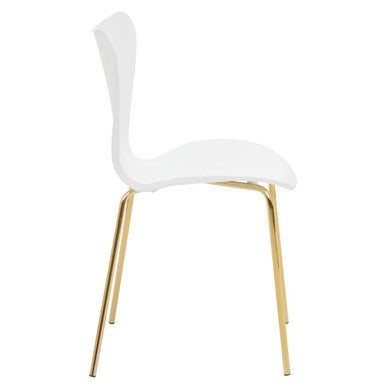 Laila Dining Chair | White Dining Chair with Gold Finish Legs