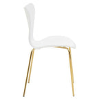 Laila Dining Chair | White Dining Chair with Gold Finish Legs