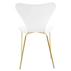 Laila Dining Chair | White Dining Chair with Gold Finish Legs