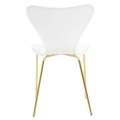 Laila Dining Chair | White Dining Chair with Gold Finish Legs