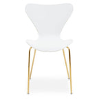 Laila Dining Chair | White Dining Chair with Gold Finish Legs