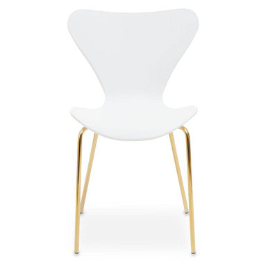 Laila Dining Chair | White Dining Chair with Gold Finish Legs