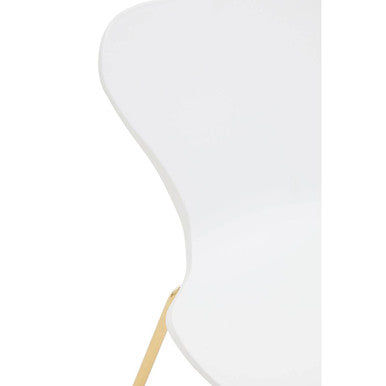 Laila Dining Chair | White Dining Chair with Gold Finish Legs