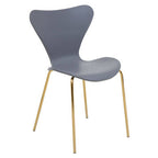 Laila Dining Chair | Grey Moulded Dining Chair with Gold Legs