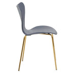 Laila Dining Chair | Grey Moulded Dining Chair with Gold Legs