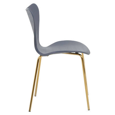Laila Dining Chair | Grey Moulded Dining Chair with Gold Legs