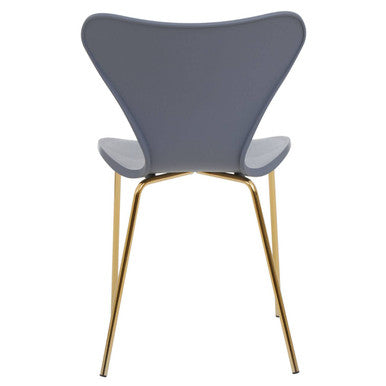 Laila Dining Chair | Grey Moulded Dining Chair with Gold Legs