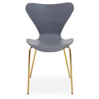 Laila Dining Chair | Grey Moulded Dining Chair with Gold Legs