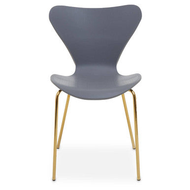 Laila Dining Chair | Grey Moulded Dining Chair with Gold Legs