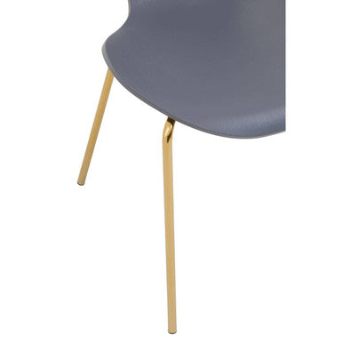Laila Dining Chair | Grey Moulded Dining Chair with Gold Legs