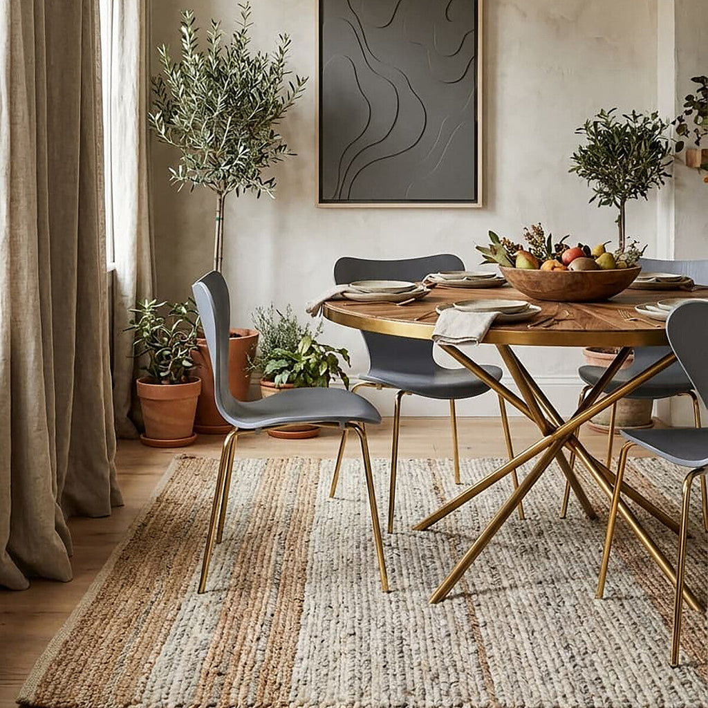Laila Dining Chair | Grey Moulded Dining Chair with Gold Legs