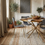 Laila Dining Chair | Grey Moulded Dining Chair with Gold Legs