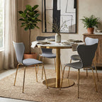 Laila Dining Chair | Grey Moulded Dining Chair with Gold Legs