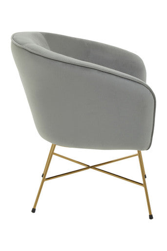 Stockholm Accent Chair | Grey Velvet Curved Accent Chair