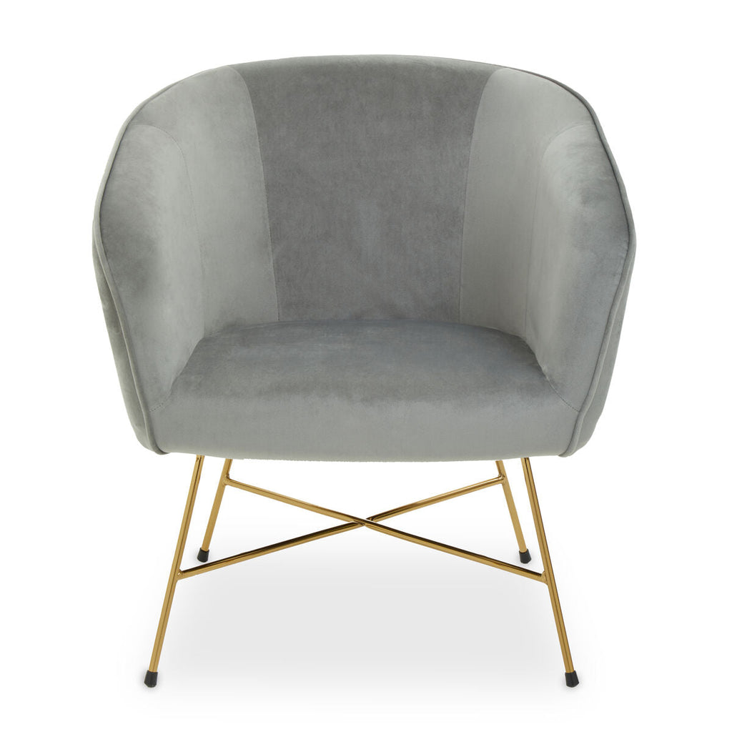 Stockholm Accent Chair | Grey Velvet Curved Accent Chair