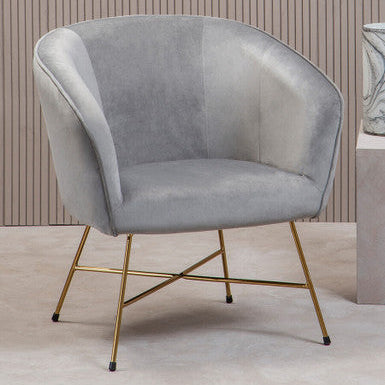 Stockholm Accent Chair | Grey Velvet Curved Accent Chair