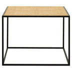 Depok Coffee Table | Natural Rattan and Black Finish Metal Square Coffee Table