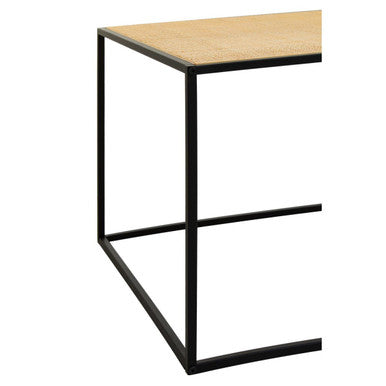Depok Coffee Table | Natural Rattan and Black Finish Metal Square Coffee Table