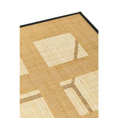 Depok Coffee Table | Natural Rattan and Black Finish Metal Square Coffee Table