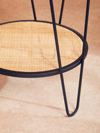 Depok Side Table | Natural Rattan and Black Finish Metal 2 Tier Side Table