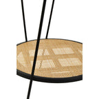 Depok Side Table | Natural Rattan and Black Finish Metal 2 Tier Side Table
