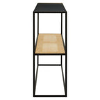 Depok Console Table | Natural Rattan and Black Finish Metal 2 Tier Console Table