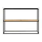 Depok Console Table | Natural Rattan and Black Finish Metal 2 Tier Console Table