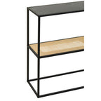 Depok Console Table | Natural Rattan and Black Finish Metal 2 Tier Console Table