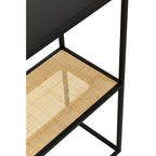 Depok Console Table | Natural Rattan and Black Finish Metal 2 Tier Console Table