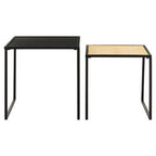 Depok Nesting Tables | Natural Rattan and Black Finish Metal Set of 2 Nesting Tables