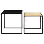 Depok Nesting Tables | Natural Rattan and Black Finish Metal Set of 2 Nesting Tables