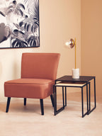 Depok Nesting Tables | Natural Rattan and Black Finish Metal Set of 2 Nesting Tables