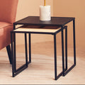 Depok Nesting Tables | Natural Rattan and Black Finish Metal Set of 2 Nesting Tables