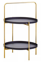 Trosa Side Table | Black and Gold Finish 2 Tier Tray Side Table