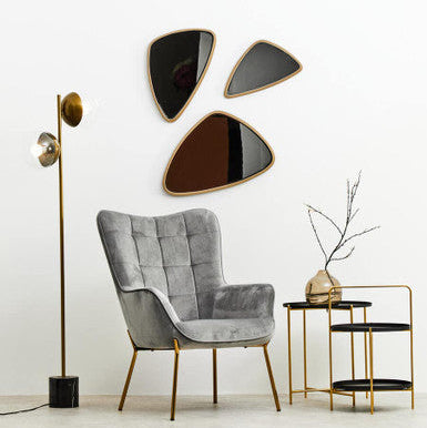 Trosa Side Table | Black and Gold Finish 2 Tier Tray Side Table