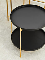 Trosa Side Table | Black and Gold Finish 2 Tier Tray Side Table