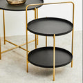 Trosa Side Table | Black and Gold Finish 2 Tier Tray Side Table