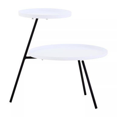 Trosa Side Table | White and Black Finish 2 Tier Tray Side Table