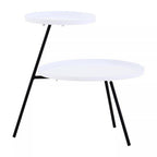 Trosa Side Table | White and Black Finish 2 Tier Tray Side Table