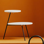 Trosa Side Table | White and Black Finish 2 Tier Tray Side Table