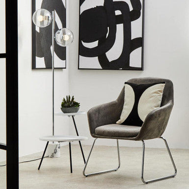 Trosa Side Table | White and Black Finish 2 Tier Tray Side Table