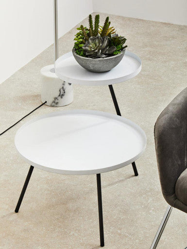 Trosa Side Table | White and Black Finish 2 Tier Tray Side Table