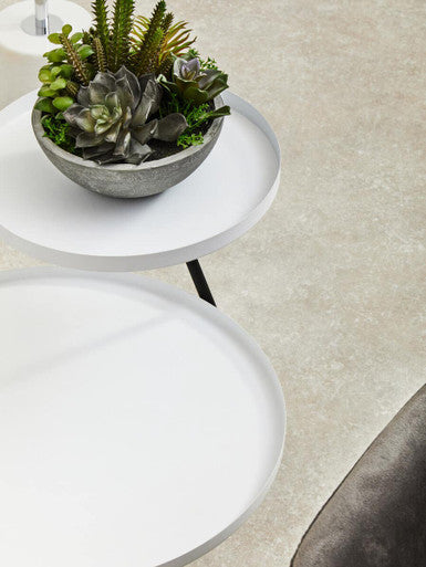 Trosa Side Table | White and Black Finish 2 Tier Tray Side Table