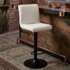 Baina Bar Chair | White Leather Effect Bar Chair with Black Finish Base